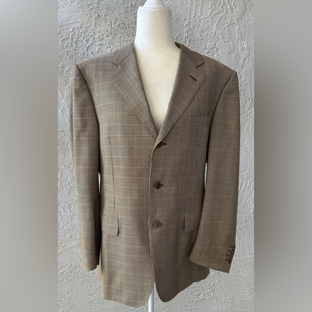 Canali Sport Coat Brown Checked  Padded Shoulders Size 42  EUR 52 Made In Italy